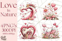 Love In Nature Clipart PNG, Whimsical Hearts Product Image 1
