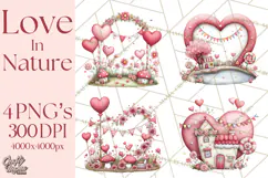 Love In Nature Clipart PNG, Whimsical Hearts Product Image 1