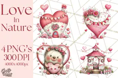 Love In Nature Clipart PNG, Whimsical Hearts Product Image 1