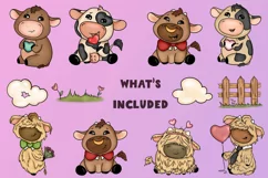 Cowtastic|Love in the Pasture|12 PNG valentine cows Product Image 2