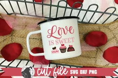 Cute Valentine candy SVG shown on a mug