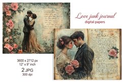 Love Couple Junk Journal page, Love Vintage scrapbook papers Product Image 1