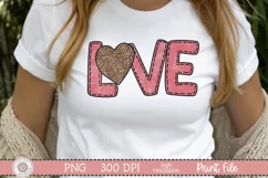 Pink love sublimation design with leopard print heart on a white shirt mockup