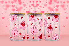 love letter valentine themed Libbey glass can wrap design featuring loving style artwork available as digital files ready to download for crafting and decor projects