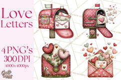 Romantic Valentine Letters, Cards, Envelopes, Mailboxes PNG Product Image 1
