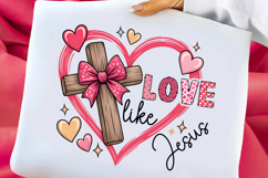 Love like Jesus coquette Png, Valentine cross Product Image 1