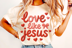 Love Like Jesus PNG, Valentine's Day PNG, Patchwork PNG Product Image 1