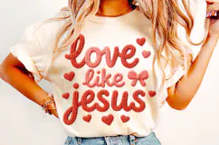 Love Like Jesus PNG, Valentine's Day PNG, Patchwork PNG Product Image 1