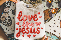 Love Like Jesus PNG, Valentine's Day PNG, Patchwork PNG Product Image 3