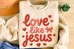 Love Like Jesus PNG, Valentine's Day PNG, Patchwork PNG Product Image 4