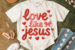 Love Like Jesus PNG, Valentine's Day PNG, Patchwork PNG Product Image 5