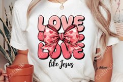 Retro Love like Jesus Coquette PNG, Coquette Heart Bow Png Product Image 2