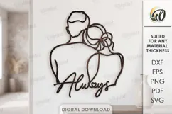 Love Line Art Decor Laser Cut. Wall Decor. Couple SVG Product Image 1