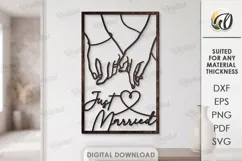 Love Line Art Wall Decor Laser Cut. Just Married SVG Product Image 1