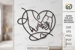 Love Line Art Decor Laser Cut. Wall Decor. Heart SVG Product Image 1