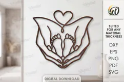Mother’s Love Line Art Decor Laser Cut. Wall Decor SVG Product Image 1