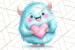 Valentine Monster Clipart, Cute Valentine Monsters PNG Product Image 2