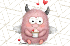 Love Monster Valentine Clipart Cute Kawaii PNG Product Image 2