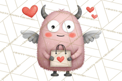 Love Monster Valentine Clipart Cute Kawaii PNG Product Image 3