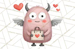 Love Monster Valentine Clipart Cute Kawaii PNG Product Image 3