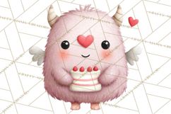 Love Monster Valentine Clipart Cute Kawaii PNG Product Image 4