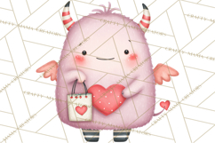 Love Monster Valentine Clipart Cute Kawaii PNG Product Image 5