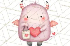 Love Monster Valentine Clipart Cute Kawaii PNG Product Image 5