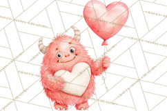 Valentine Monster Clipart, Cute Valentine Monsters PNG Product Image 5