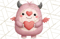 Love Monster Valentine Clipart Cute Kawaii PNG Product Image 2