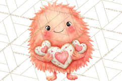 Valentine Monster Clipart, Cute Valentine Monsters PNG Product Image 2