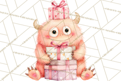 Valentine Monster Clipart, Cute Valentine Monsters PNG Product Image 3
