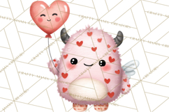 Love Monster Valentine Clipart Cute Kawaii PNG Product Image 3
