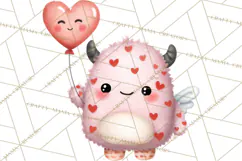 Love Monster Valentine Clipart Cute Kawaii PNG Product Image 3