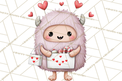 Love Monster Valentine Clipart Cute Kawaii PNG Product Image 4