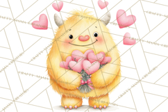 Valentine Monster Clipart, Cute Valentine Monsters PNG Product Image 4