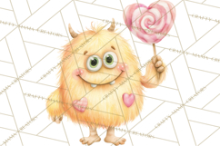 Valentine Monster Clipart, Cute Valentine Monsters PNG Product Image 5