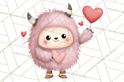 Love Monster Valentine Clipart Cute Kawaii PNG Product Image 5