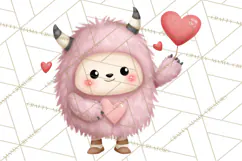 Love Monster Valentine Clipart Cute Kawaii PNG Product Image 5