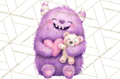 Valentine Monster Clipart, Cute Valentine Monsters PNG Product Image 2
