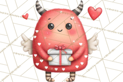 Love Monster Valentine Clipart Cute Kawaii PNG Product Image 2