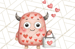 Love Monster Valentine Clipart Cute Kawaii PNG Product Image 3