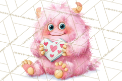 Valentine Monster Clipart, Cute Valentine Monsters PNG Product Image 2