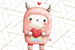 Love Monster Valentine Clipart Cute Kawaii PNG Product Image 2