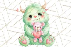 Valentine Monster Clipart, Cute Valentine Monsters PNG Product Image 4