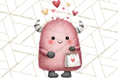 Love Monster Valentine Clipart Cute Kawaii PNG Product Image 4