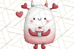 Love Monster Valentine Clipart Cute Kawaii PNG Product Image 5