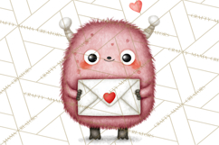 Love Monster Valentine Clipart Cute Kawaii PNG Product Image 2