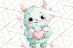 Valentine Monster Clipart, Cute Valentine Monsters PNG Product Image 3