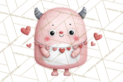 Love Monster Valentine Clipart Cute Kawaii PNG Product Image 4