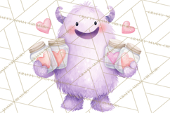 Valentine Monster Clipart, Cute Valentine Monsters PNG Product Image 4